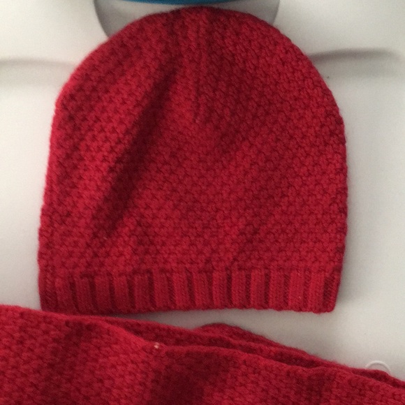 red hat gloves and scarf set